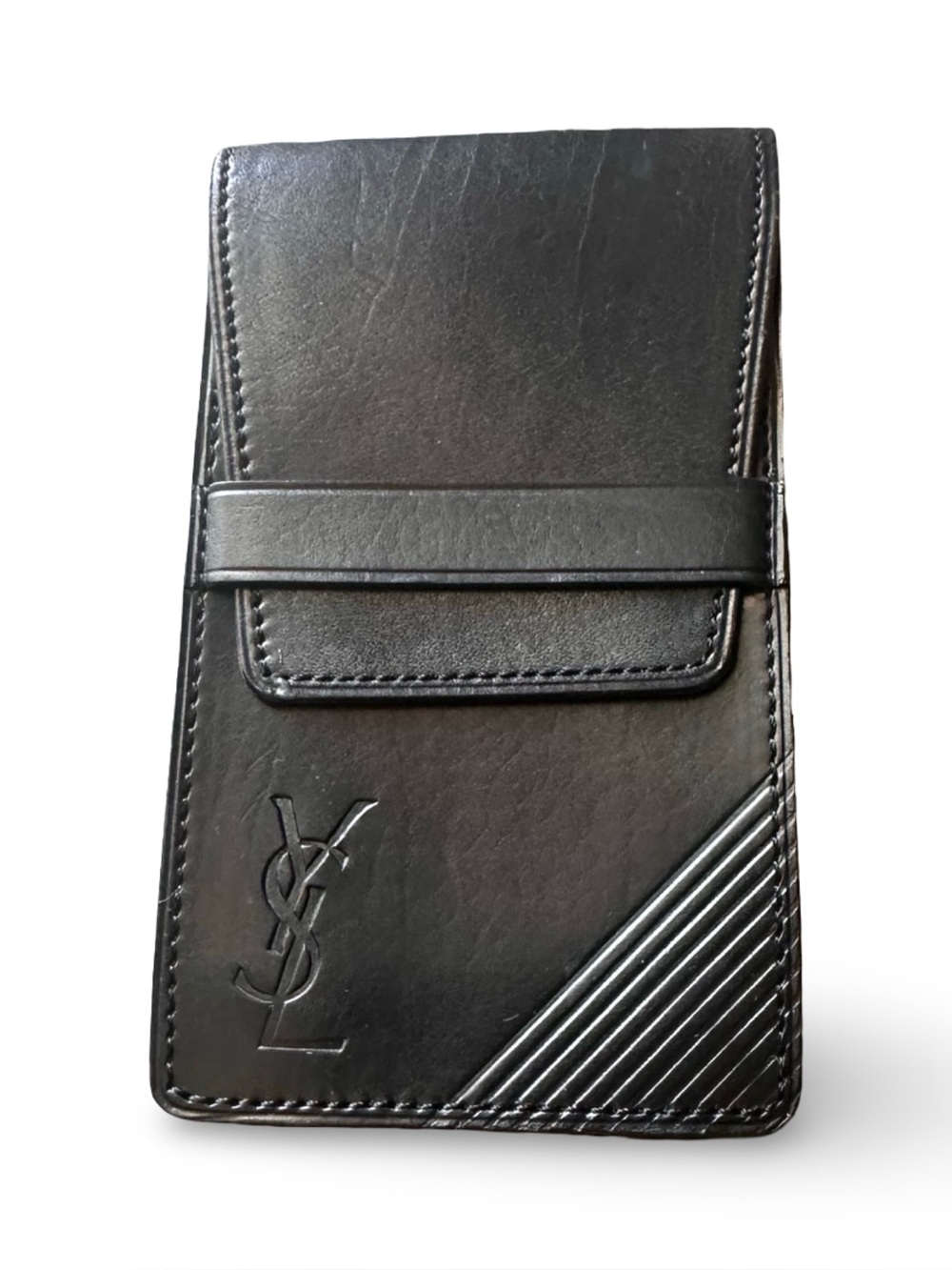 Yves Saint Laurent black leather cigarette small case pouch